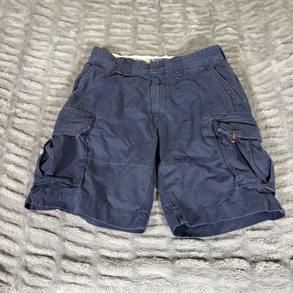 Polo Ralph Lauren Mens Navy Blue Cotton Cargo Shorts Size 34 Classic Fit Utility